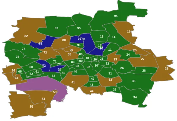 Figure 5.2: Map of Leipzig with IDs of Ortsteile positioned at the centroid points of each region.