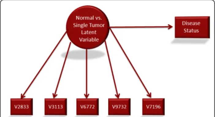 Figure 2 Path diagram for normal versus cancer peptides SEM model.