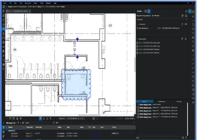 Figure 7. Bluebeam Revu for electronic plan review. The bubble indicates an area with a comment