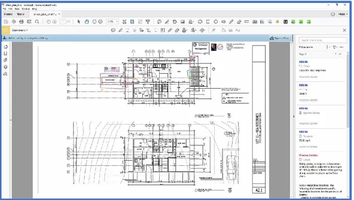 Figure 8. Accela Electronic Plan Review plugin for Adobe Acrobat Pro DC. Source: Accela Demo Library, “Permit Plan Review  Using Accela Civic Platform and Adobe Acrobat Pro” https://vimeo.com/195533362 (accessed November 27, 2019)