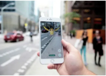 Figure 2.5: Pokemon Go example of gamemplay with AR capabilities enabled
