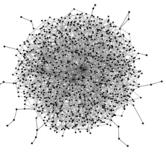 Fig. 1. An example of Hairball problem. When the number of nodes goes above hun- hun-dreds, It would be quite difficult to get insight from the data.