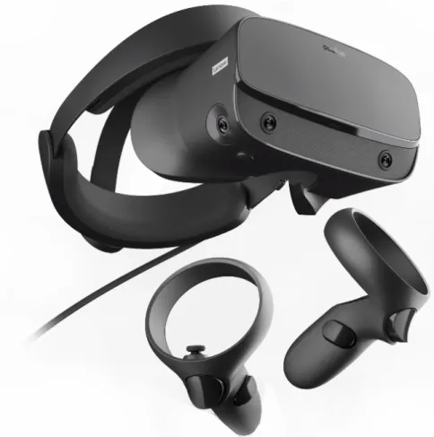 Figure 3.1: Oculus Rift S Head Mounted Display and Controllers