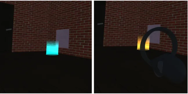 Figure 3.3: Teleport Marker changes from blue to glowing orange when controller is pointed at it