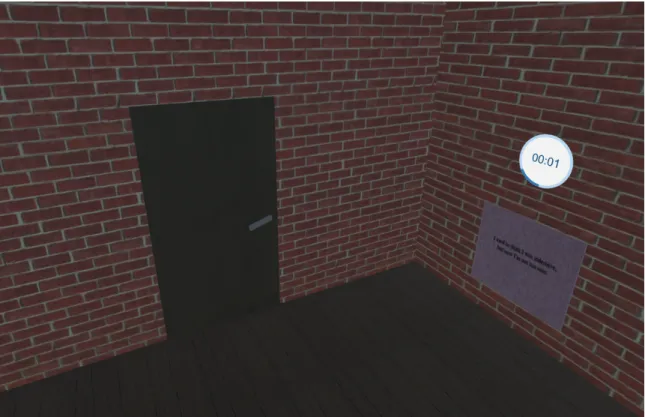 Figure 3.4: Training Scene with an activated countdown timer above a placard