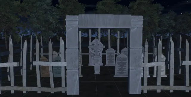 Figure 3.5: Experiment Scene - front view of Spoon River Cemetery