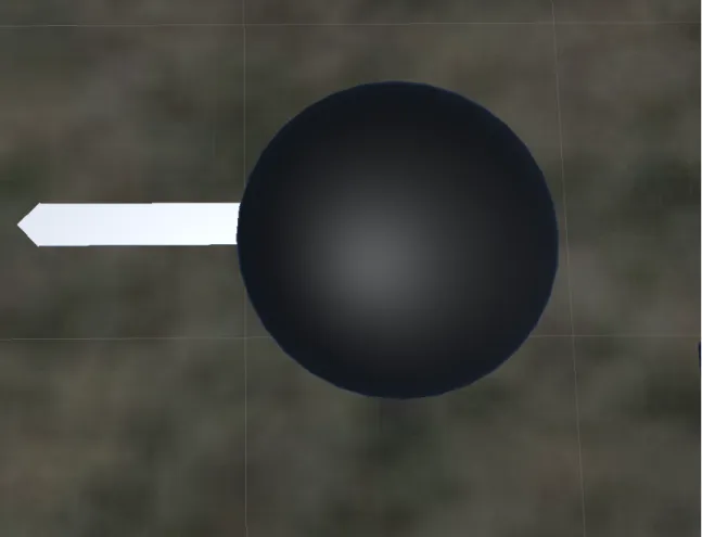 Figure 3.6: The compass arrow is rotated to point in a direction during the spatial test scene