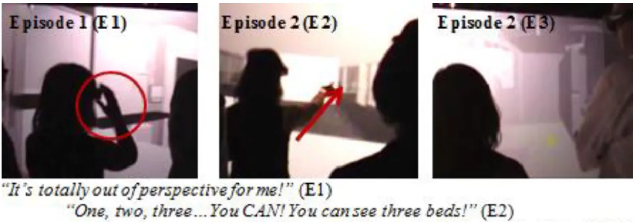 Figure 1. Instances of design practice in the CAVE (16th November 2012) 