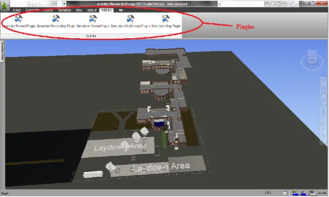 Figure 4-4: Navisworks Window Showing Plugins under Add-Ins Tab 