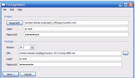 Figure 4.2: The cdtpkgmaker application about to create a .msi package.