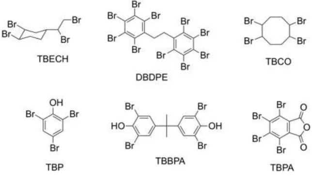 Figure 1.4. Examples of common brominated flame retardants. 