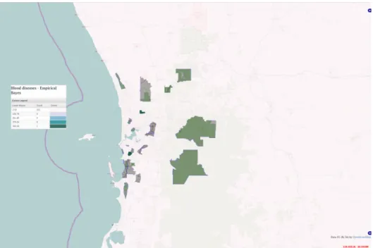 Figure 4: Map classification of blood borne diseases using equal interval,   with 5 intervals