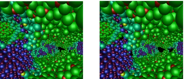 Figure 5.  An illustration of the effect of probabilistic occlusion.  The image on the left is rendered without the algorithm, while the one on the right uses it, resulting in 68%