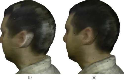 Figure 3.8: From left to right; (i) Light diffraction behind a foreground surface has caused incorrect color integration (ii) Incorporating a discontinuity check with surface angle weighting greatly reduces the visual artifacts captured.