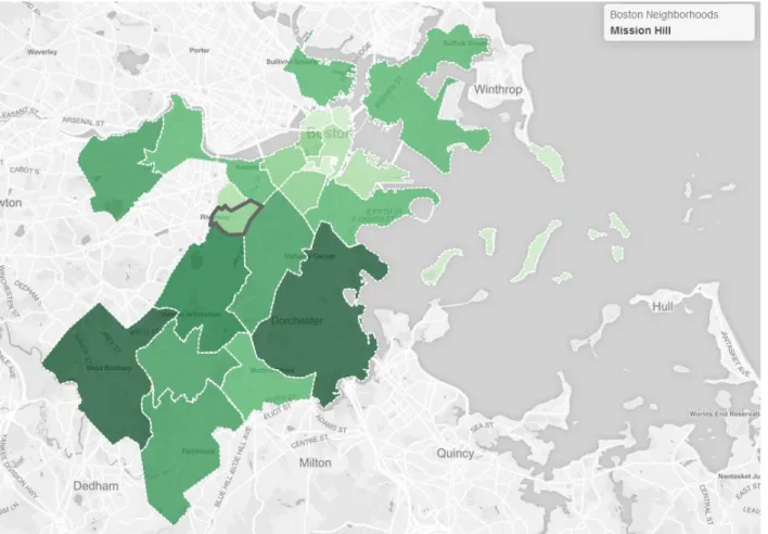 Figure 11: Choropleth map of tree density by neighborhood 