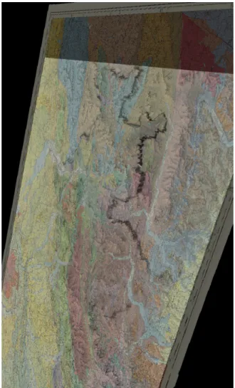 Figure 3.20: Example for two alpha blended texture layers. The texture layers used in this screenshot are the geological map and the tectonic map of Switzerland.
