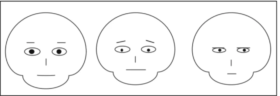 Figure 8. Chernoff Faces with different attributes of a face.  Reprinted from Information Visualization: 