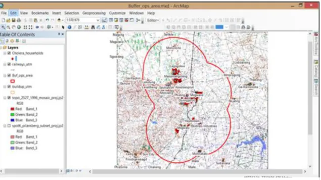Figure 3: Buffering analysis result obtained – QGIS  4.1.3  Comparative analysis of results 