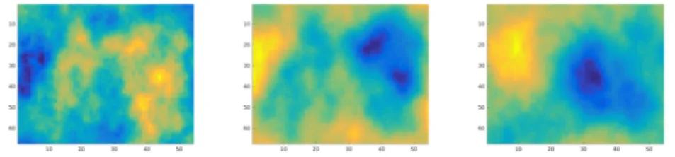 Figure 2.3: Realizations of three distinctively different Mat´ ern fields. Left: