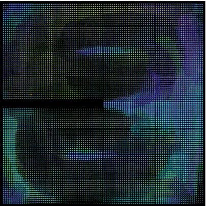 Figure 4.1: 99 by 99 Flow Radar Glyphs seeded on a regular grid. Patterns are visible when neighboring glyphs are of similar shape.