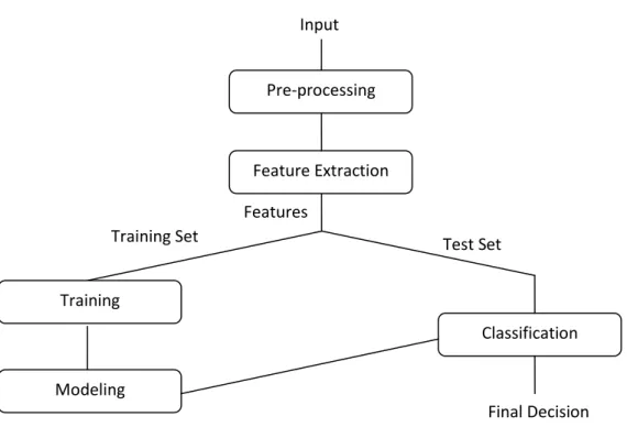 Figure 2.1. Block diagram for a typical supervised classification system. 