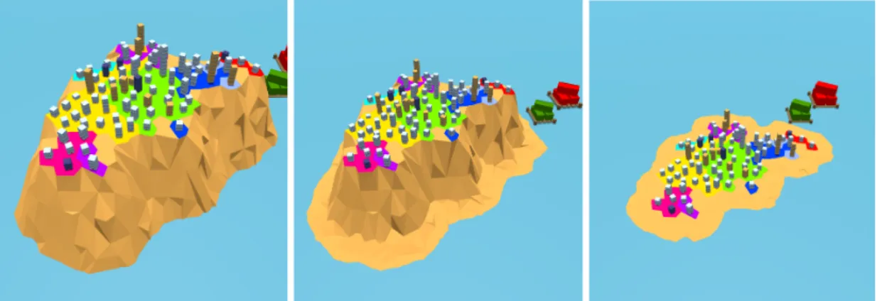 Figure 4.7: A range of different coast shapes, created with specific height profiles.