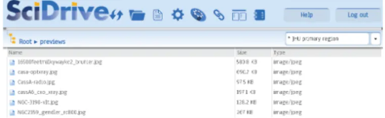 Figure 7: The SciDrive file browser, viewed via a web browser.