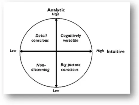 Figure 2.6: Framework for strategic decision‐making styles, by Hodgkinson et al. (2009, p. 288)    In this framework, executives who are able to exercise a mix of both analytic and intuitive skills  (depending on the situation), are termed “Cognitively Ver