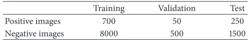 Table 1: Training, test, and validation set for breast detection.