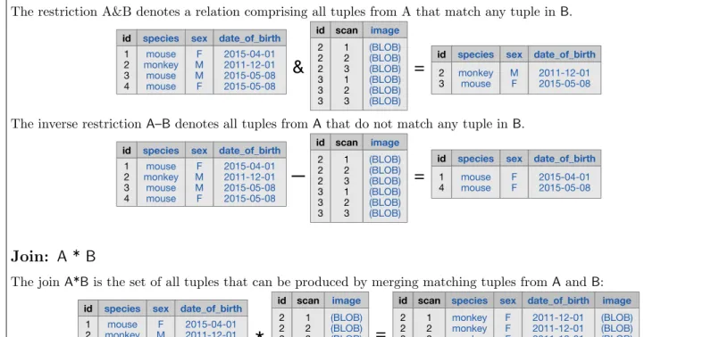 Table 2: Relational operators of DataJoint