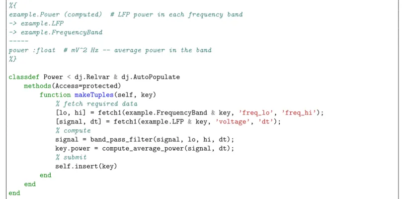 Figure 3: The class for the base relation Power in MATLAB.