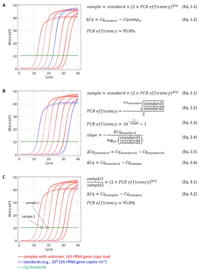 Fig.  2.  A  schematic  drawing  describing  anchoring  approaches  for  deriving  the  absolute  abundances  or  absolute  abundance  fold  differences implemented with the single‐step 16S rRNA gene DNA quantification and amplicon barcoding workflow (BC‐q
