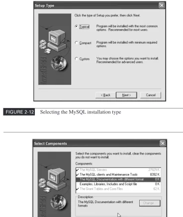 FIGURE 2-13 Selecting components for a custom MySQL installation