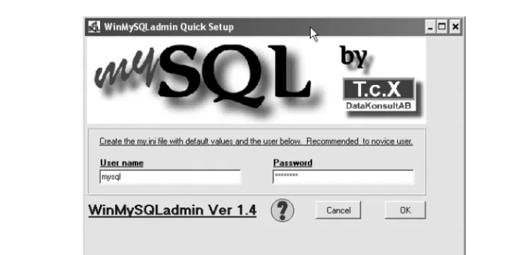 FIGURE 2-17 Editing MySQL configuration on Windows via WinMySQLadmin