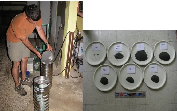 Figure 4.  Sieves and separated soil samples 