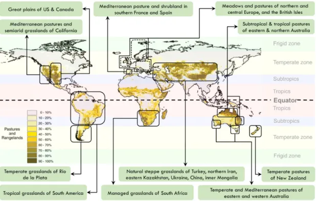Figure 1. Overview of the global extent of pastures/grasslands [Modified fromFoley et  al