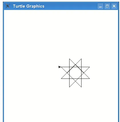 Figure 8.1: The turtle drawing an 8-point star.