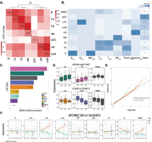 Figure 3.5: cis-eQTL mapping demonstrates cell type specificity and environmental  specificty in genetic effects