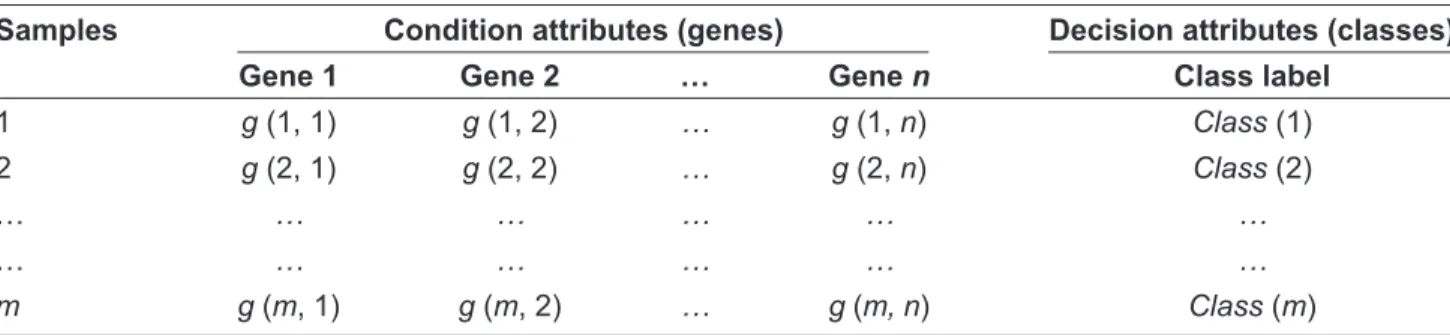 Table 13. Microarray data decision table.