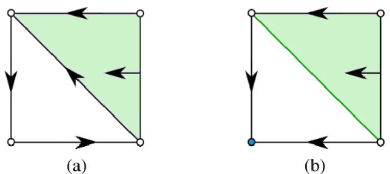 Figure 1.4: two discrete vector fields over the same cell complex. Arrows denote discrete vectors