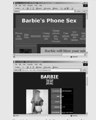 Figure 1-1. Internet sites use the Barbie name and image to solicit