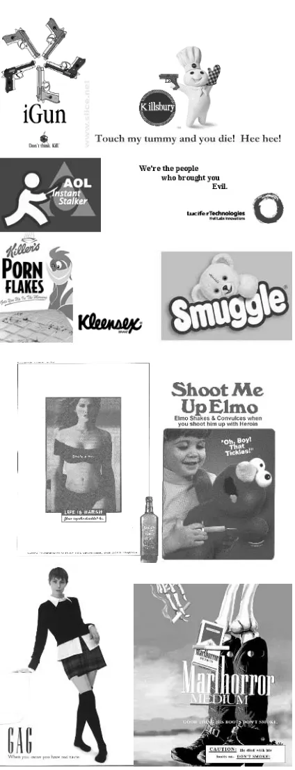 Figure 1-4. Examples of altered company logos and potentiallyoffensive advertisements found on self-proclaimed parody sites.