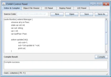 Figure 3 Screen Snapshot of CAOPLE’s Simple Deployment Tool  Moreover,  not  only  can  deployment  be  done  through  such a tool, or by using a script language or command line  commands, but also through the execution of code written in  the same program