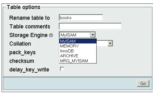 Table TypeThe first attribute we can change is called Table storage engine: