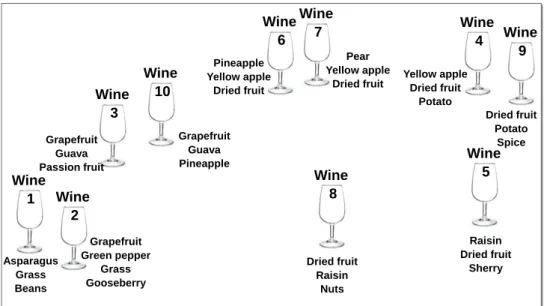 Fig.  4.  Schematic  presentation  explaining  how  projective  mapping  (PM)  is  conducted,  by  arranging  samples based on similarity and dissimilarity