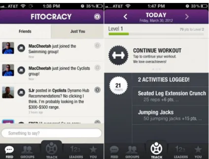 Figure 2.1: An example of Fitocracy app, showing progress bars and quests.