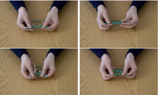 Figure 3.7: Screenshots from video showing the tying of RR granny knot