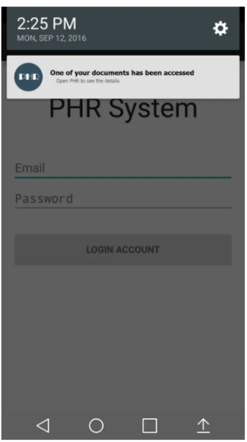 Figure 4.6: A PHR application’s notification showing up in the Android’s notification center.