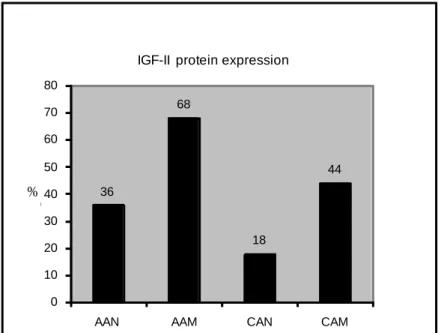 Figure  1.    Bar  graph  of  Western  Blot  Analysis  Showing  IGF2  Expression in Normal and Malignant Breast Tissue Samples