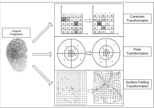 Figure 2.1. Cancellable Templates from Different Transforms (adopted from [30]) 